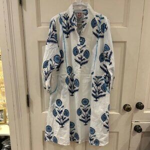 Victoria Dunn Blue Floral Tunic Dress XL